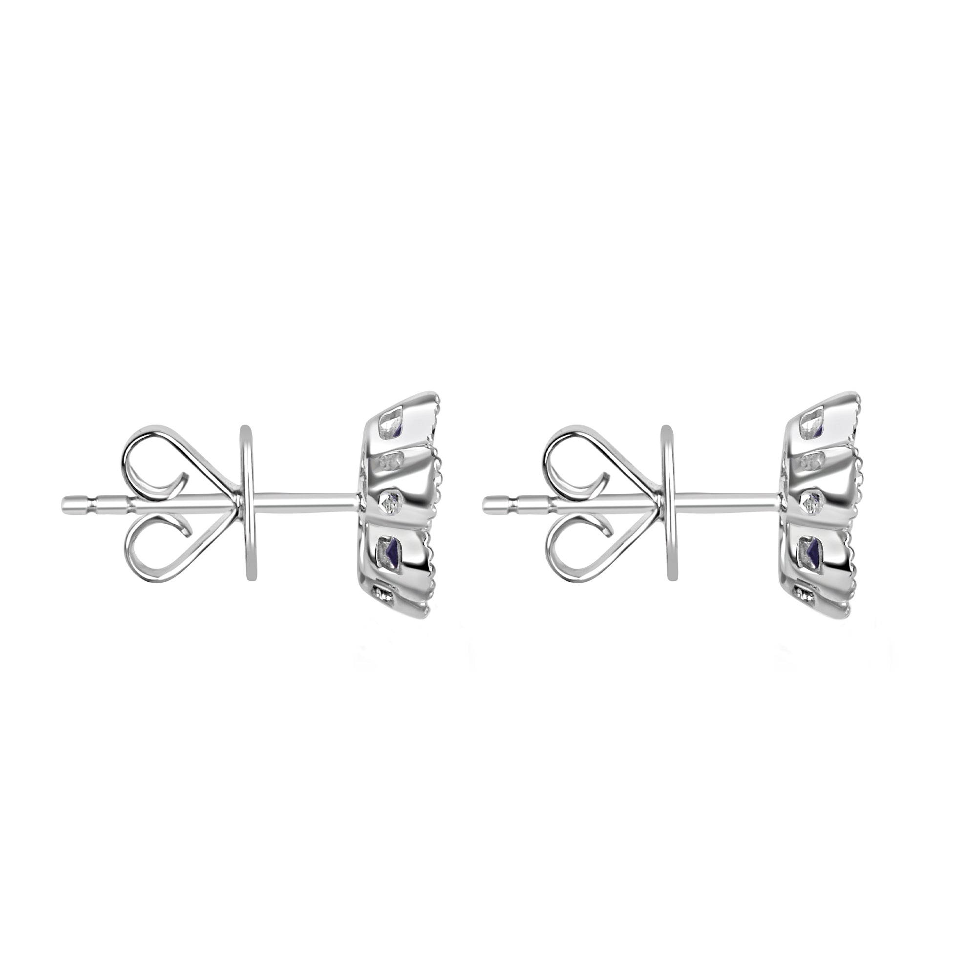 18ct White Gold Blue Sapphire Flower Earrings

