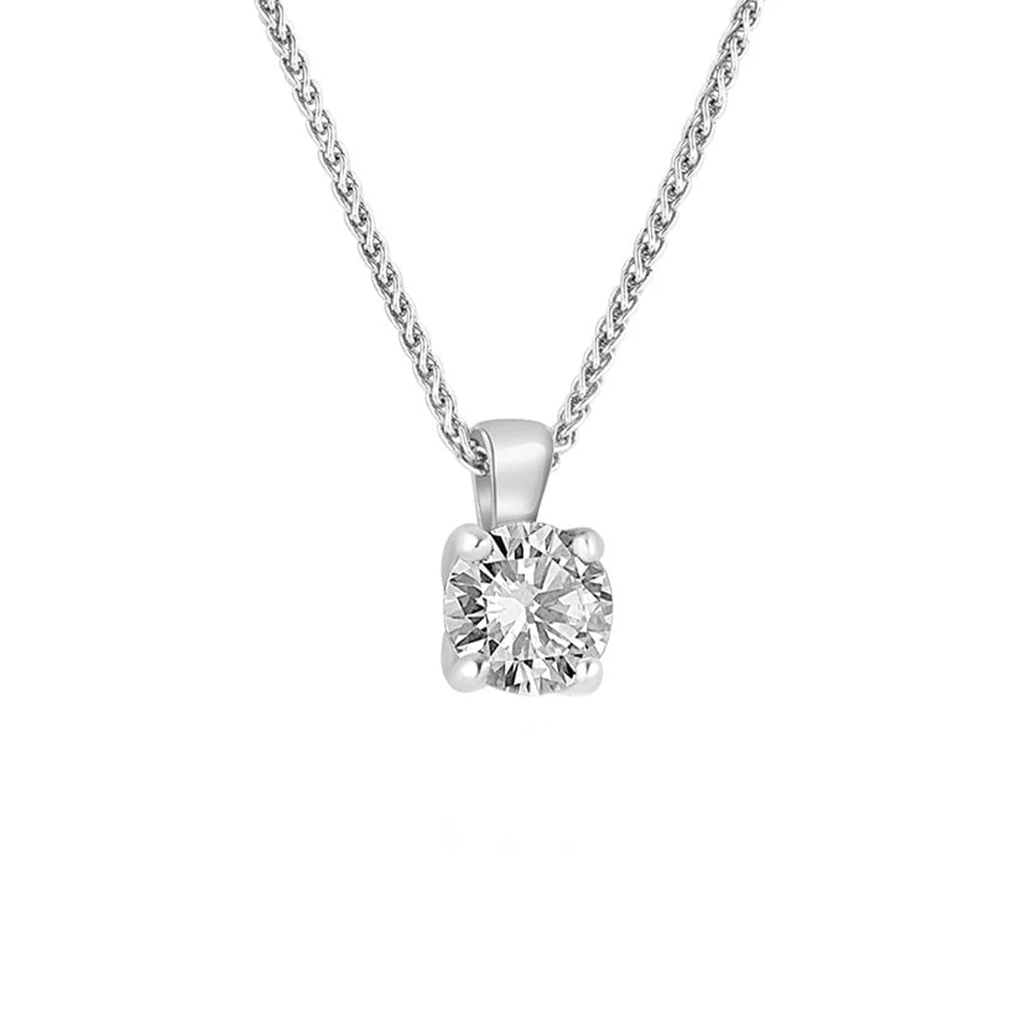 18ct White Gold Natural Diamond Pendant in a Tulip Setting