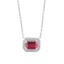 18ct White Gold Rubellite Tourmaline and Diamond Necklace