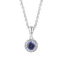 18ct White Gold Sapphire and Diamond Cluster Halo Necklace