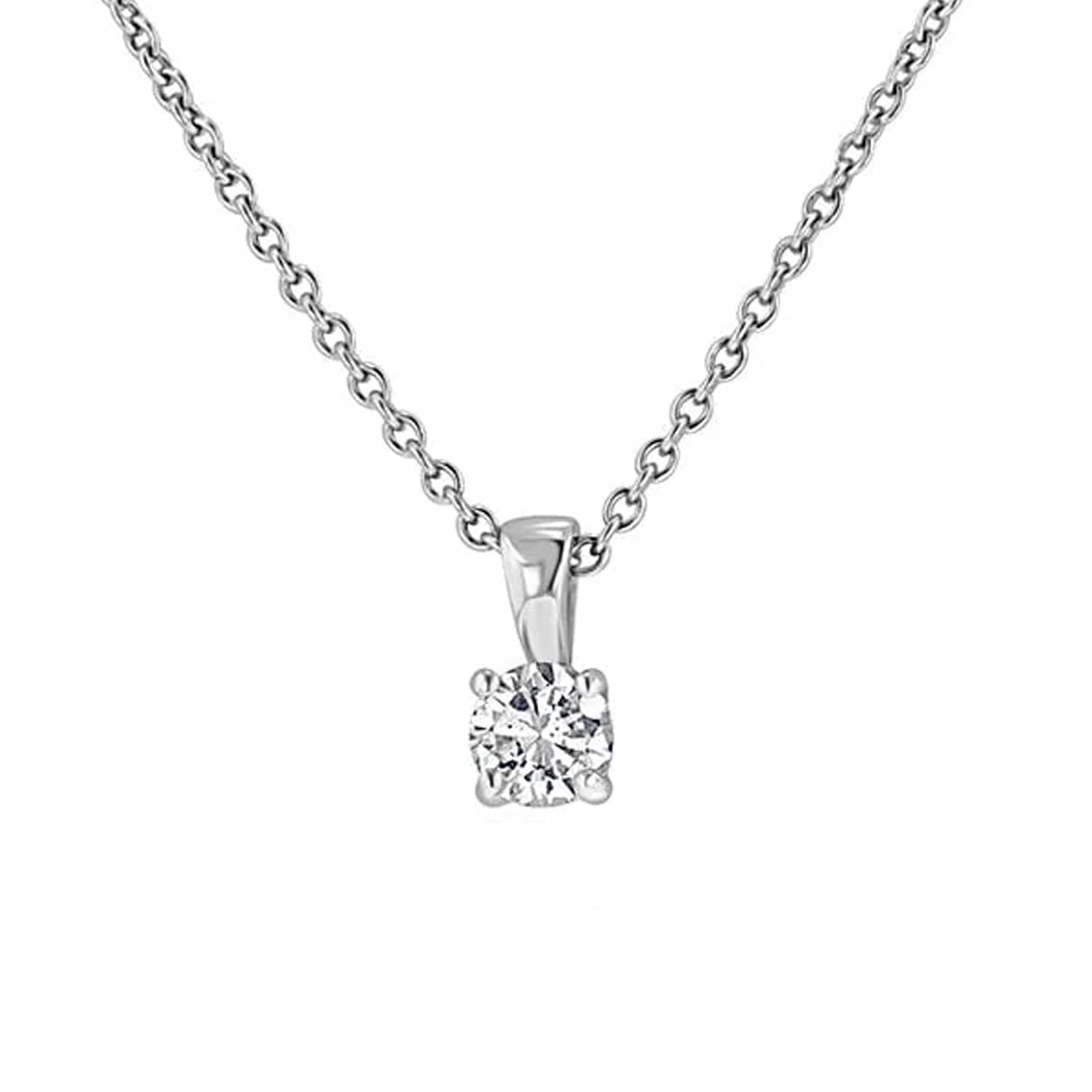 18ct White Gold Single F/E Colour Diamond 18" Necklace