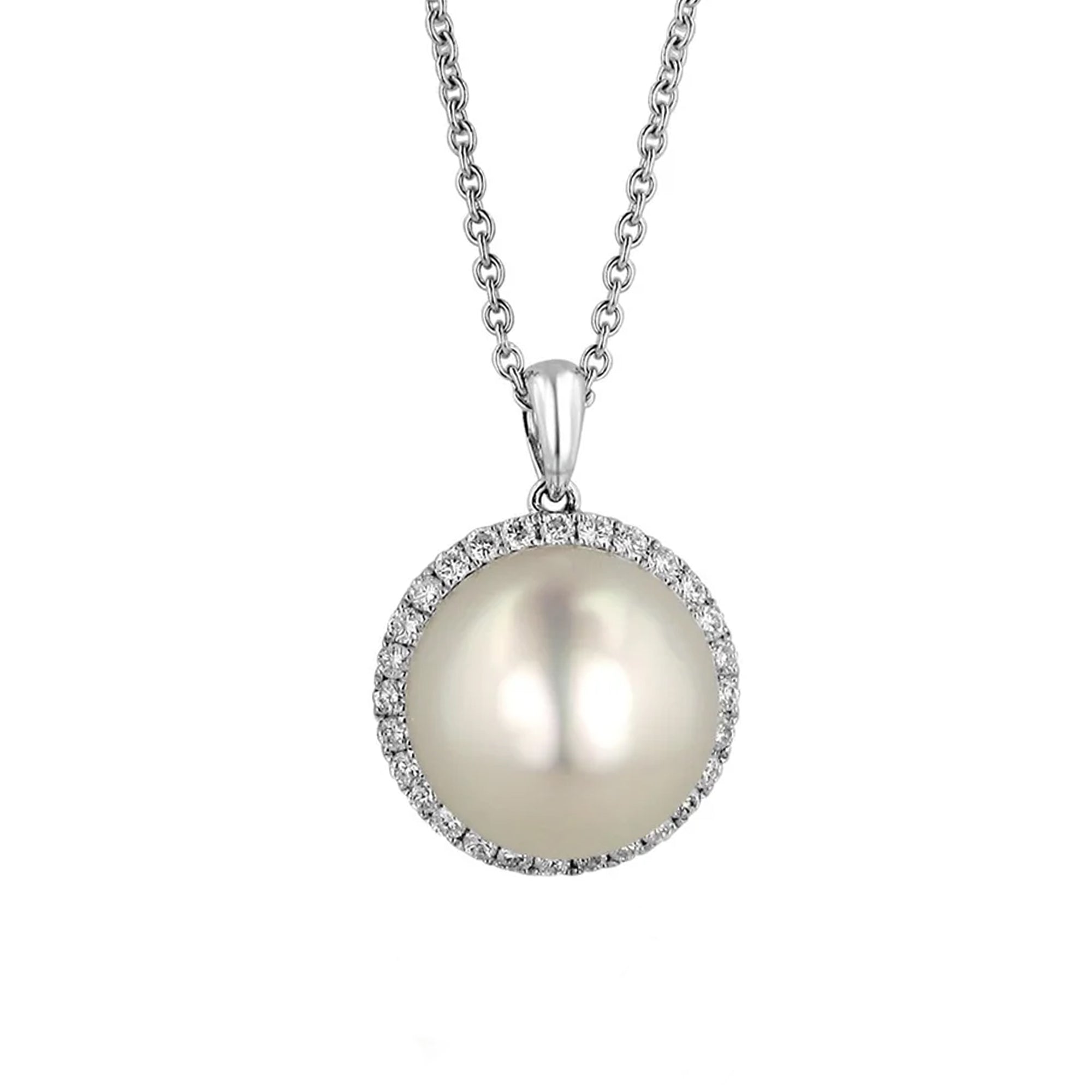 18ct White Gold South Sea Pearl and Diamond Necklace