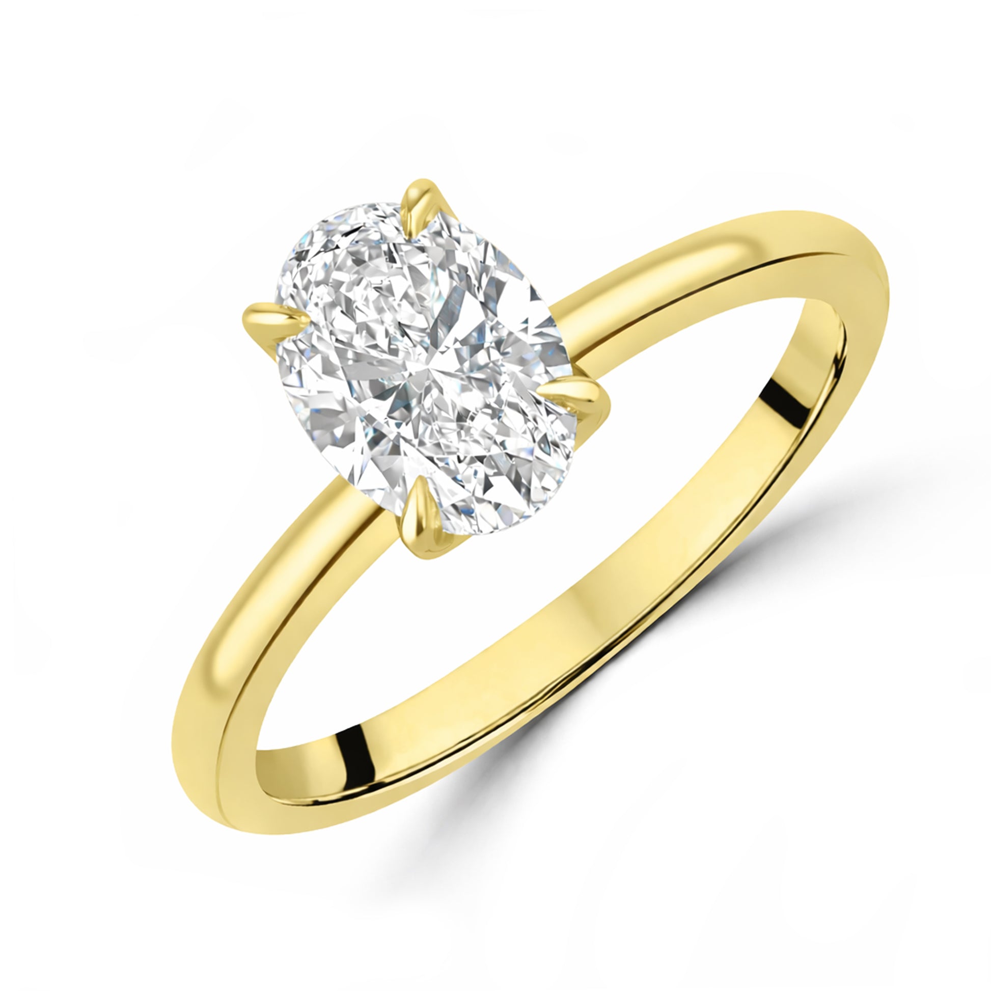 18ct Yellow Gold 2.02ct Oval Lab Grown Diamond Talon Claw Solitaire Engagement Ring