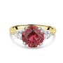 18ct Yellow Gold 4.64ct Cushion Cut Pink Tourmaline and Diamond Halo Ring