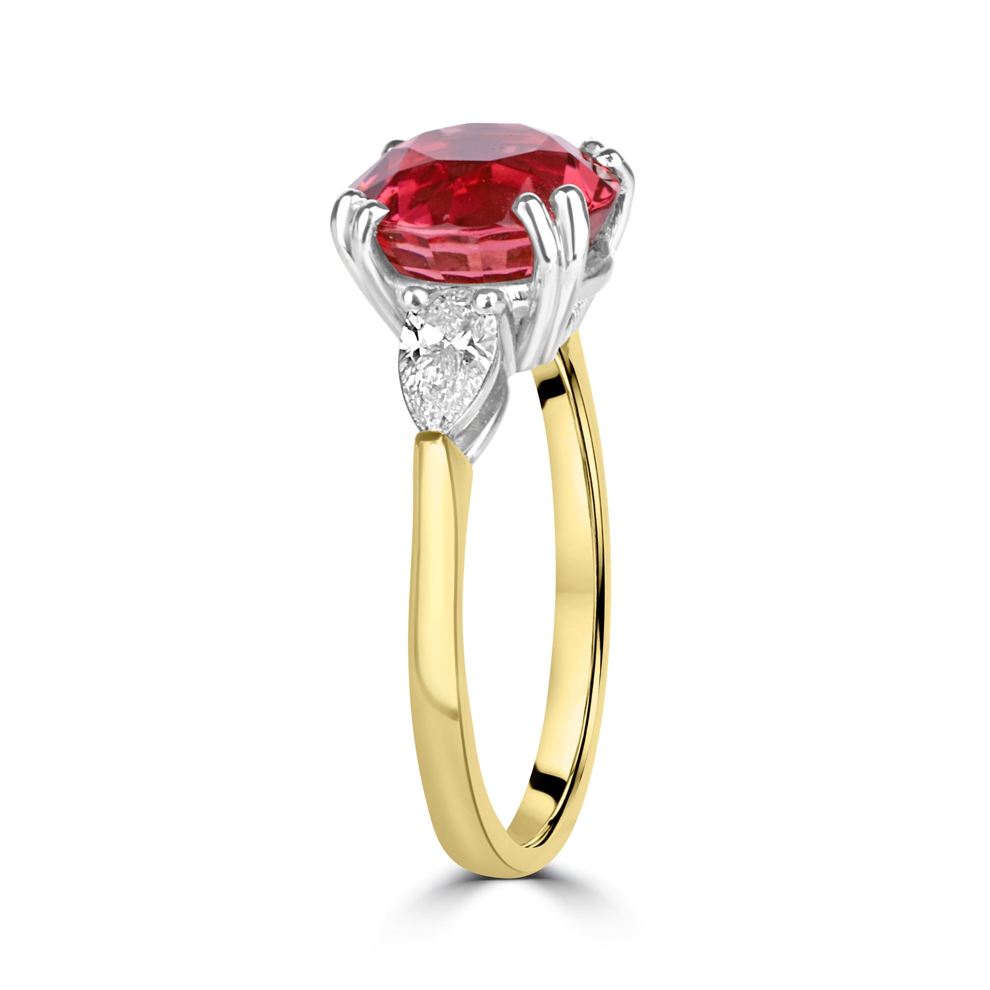 18ct Yellow Gold 4.64ct Cushion Cut Pink Tourmaline and Diamond Halo Ring