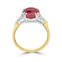 18ct Yellow Gold 4.64ct Cushion Cut Pink Tourmaline and Diamond Halo Ring