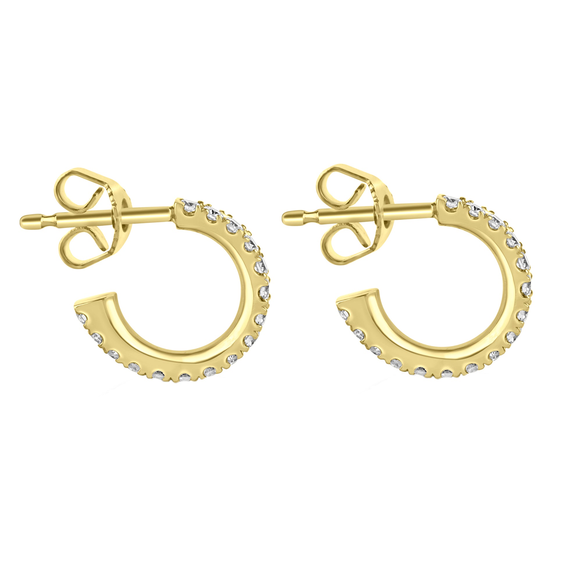 18ct Yellow Gold Diamond Huggie Hoop Earrings (Charms Sold Separately)