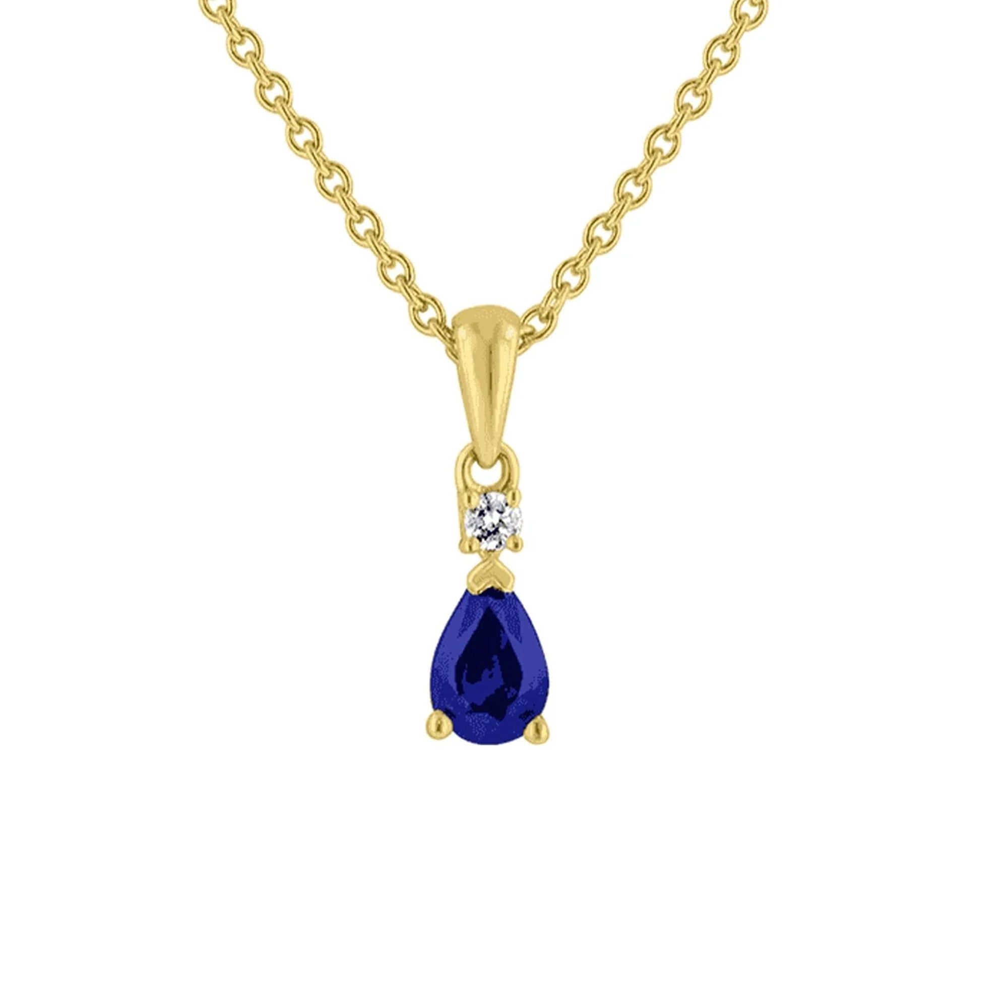 18ct Yellow Gold Diamond and Pear Shaped Sapphire Necklace