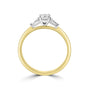 18ct Yellow Gold Engagement Ring With a Half Carat Cushion Diamond And Two Pear Cut Diamonds