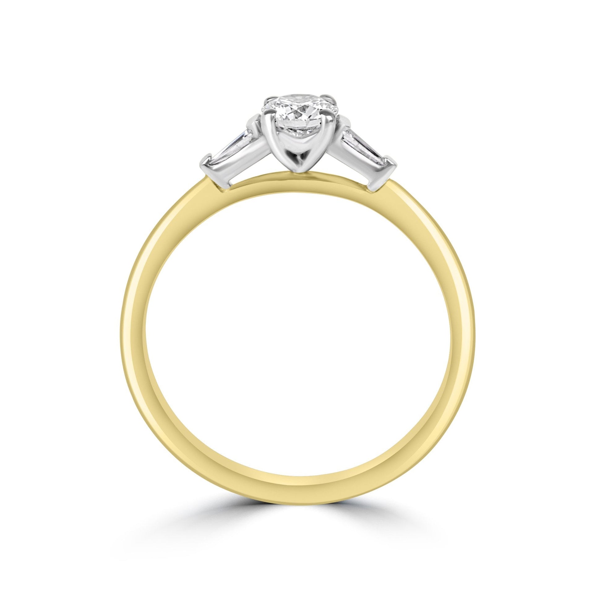 18ct Yellow Gold Engagement Ring With a Half Carat Cushion Diamond And Two Pear Cut Diamonds