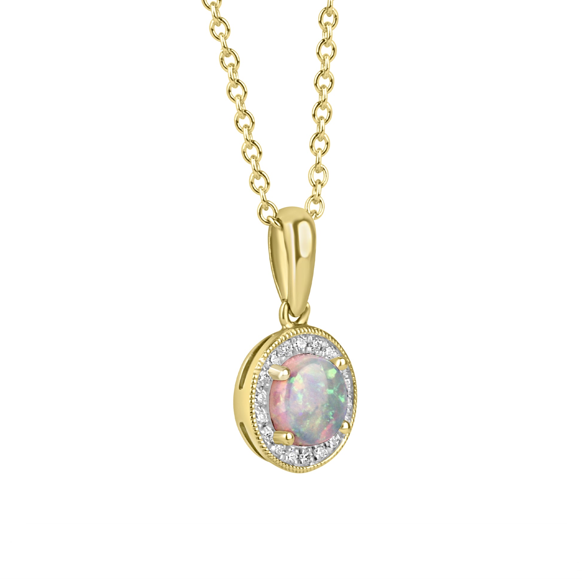 18ct Yellow Gold Opal and Diamond Necklace