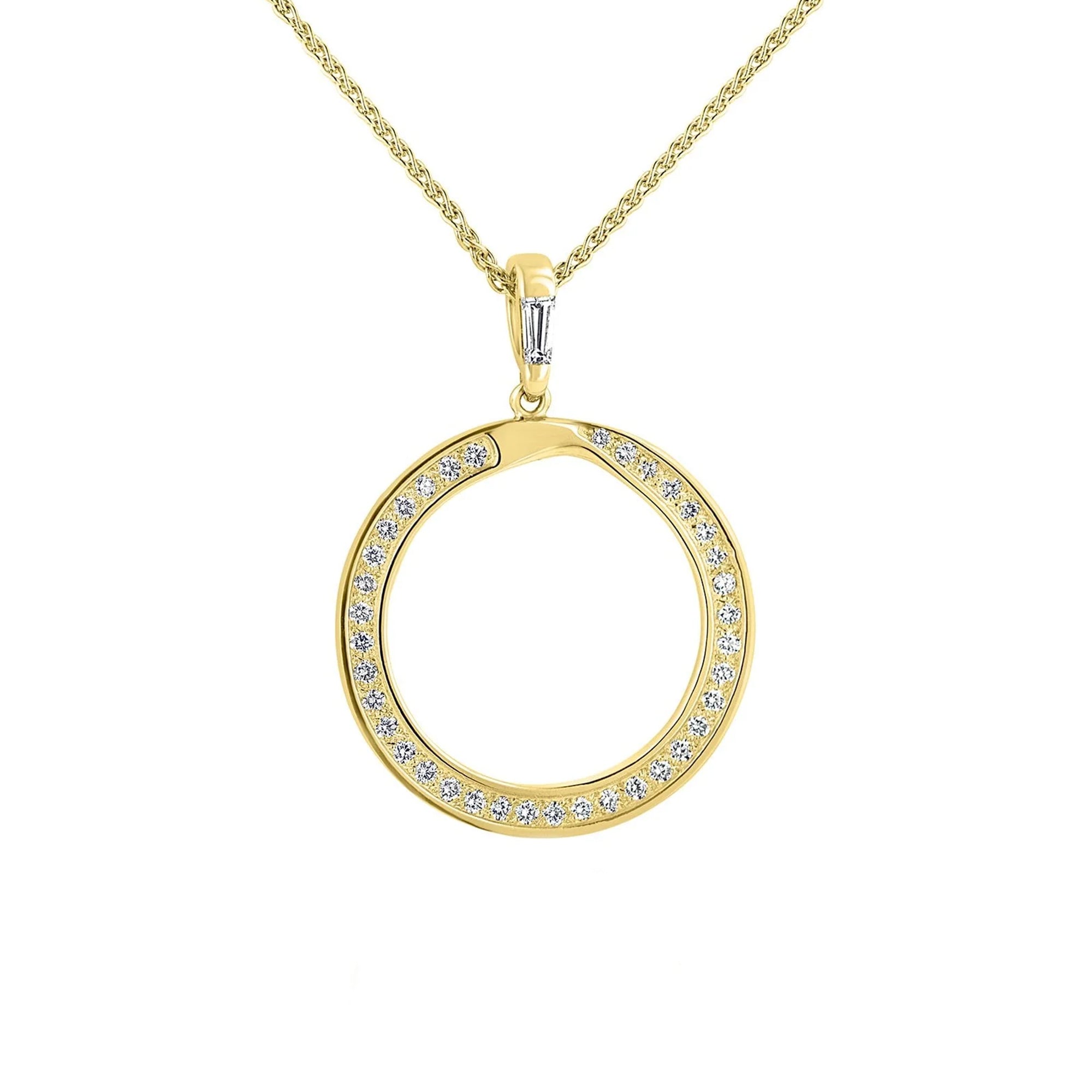 18ct Yellow Gold Open Circle Diamond Pendant and Chain