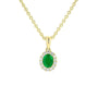 18ct Yellow Gold Oval Emerald and Diamond Necklace