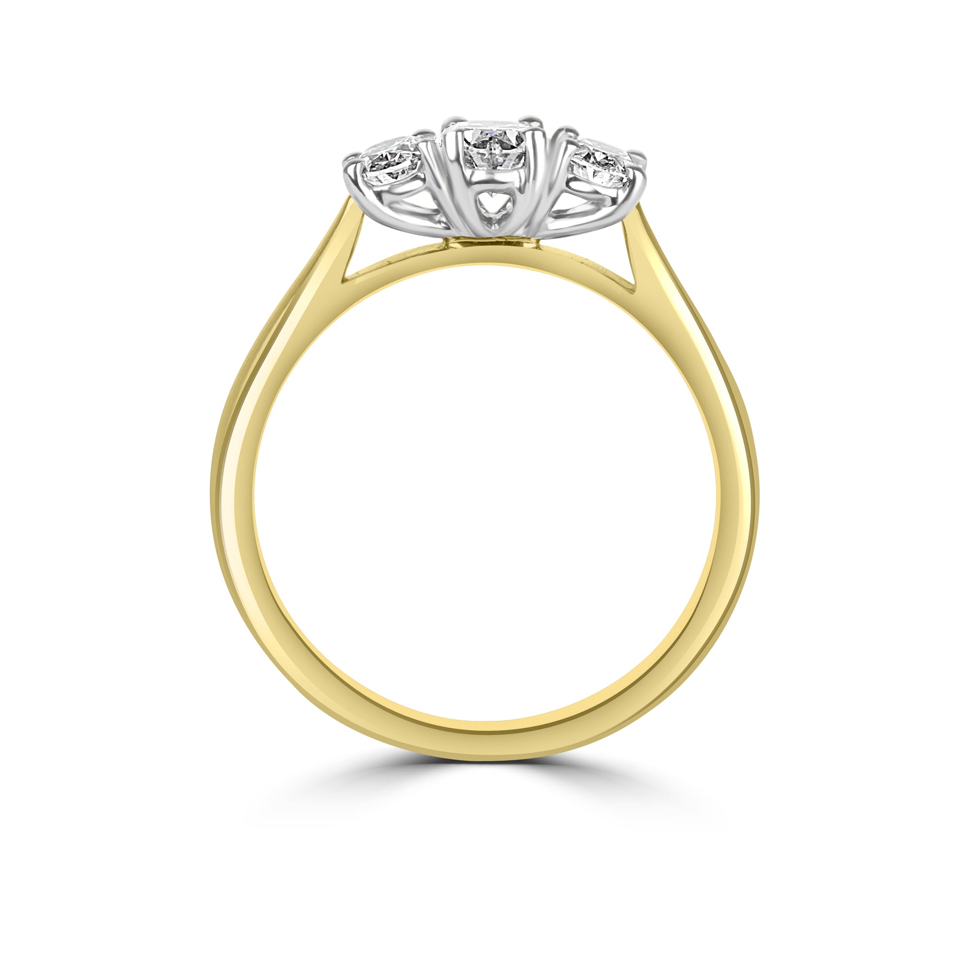 18ct Yellow Gold Platinum Three Stone Oval Diamond Ring