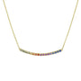 18ct Yellow Gold Rainbow Sapphire Curved Bar Necklace