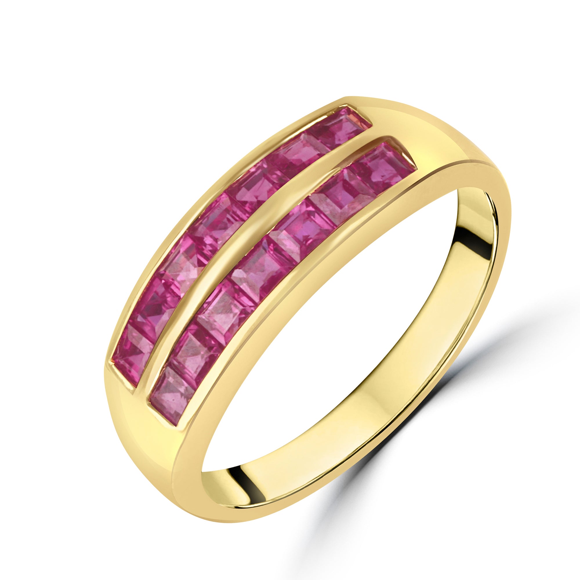 18ct Yellow Gold Step Cut Ruby Eternity Pre-owned Ring