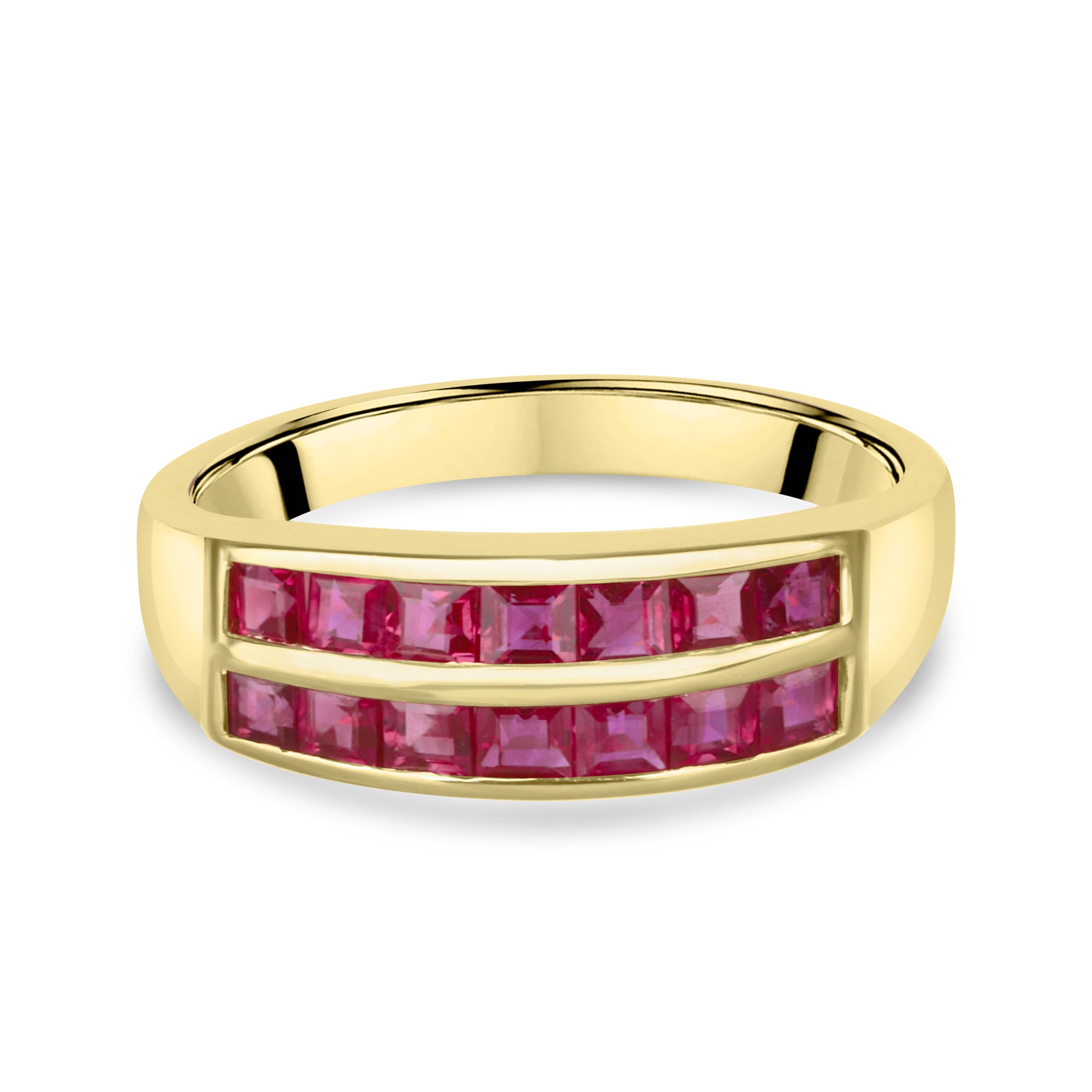 18ct Yellow Gold Step Cut Ruby Eternity Pre-owned Ring