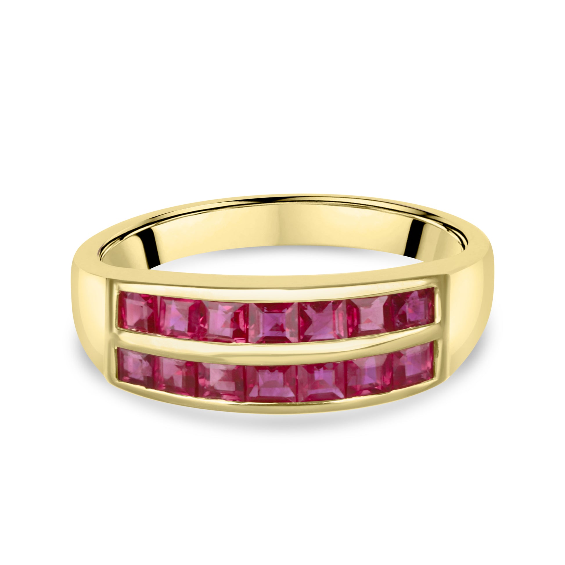 18ct Yellow Gold Step Cut Ruby Eternity Pre-owned Ring
