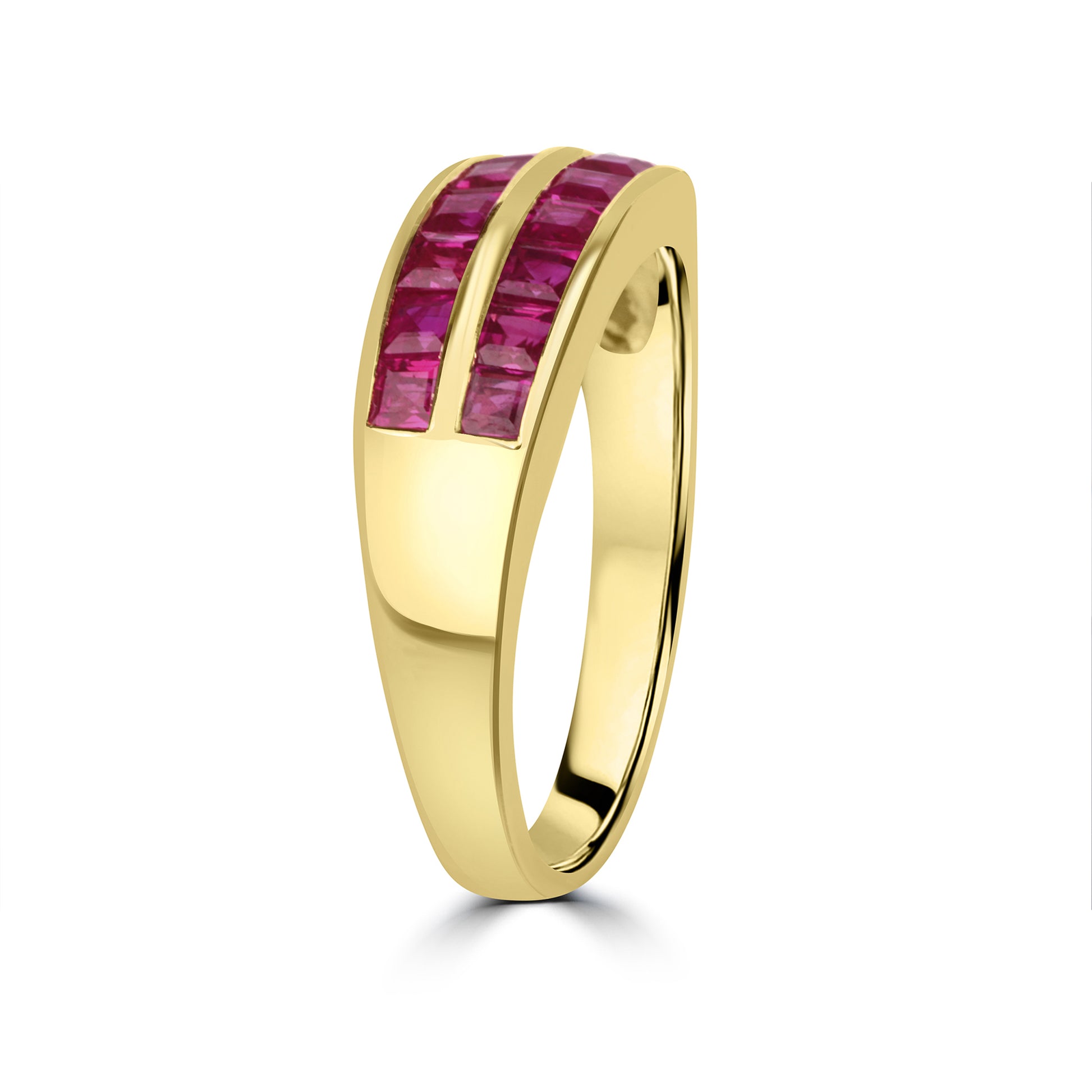 18ct Yellow Gold Step Cut Ruby Eternity Pre-owned Ring