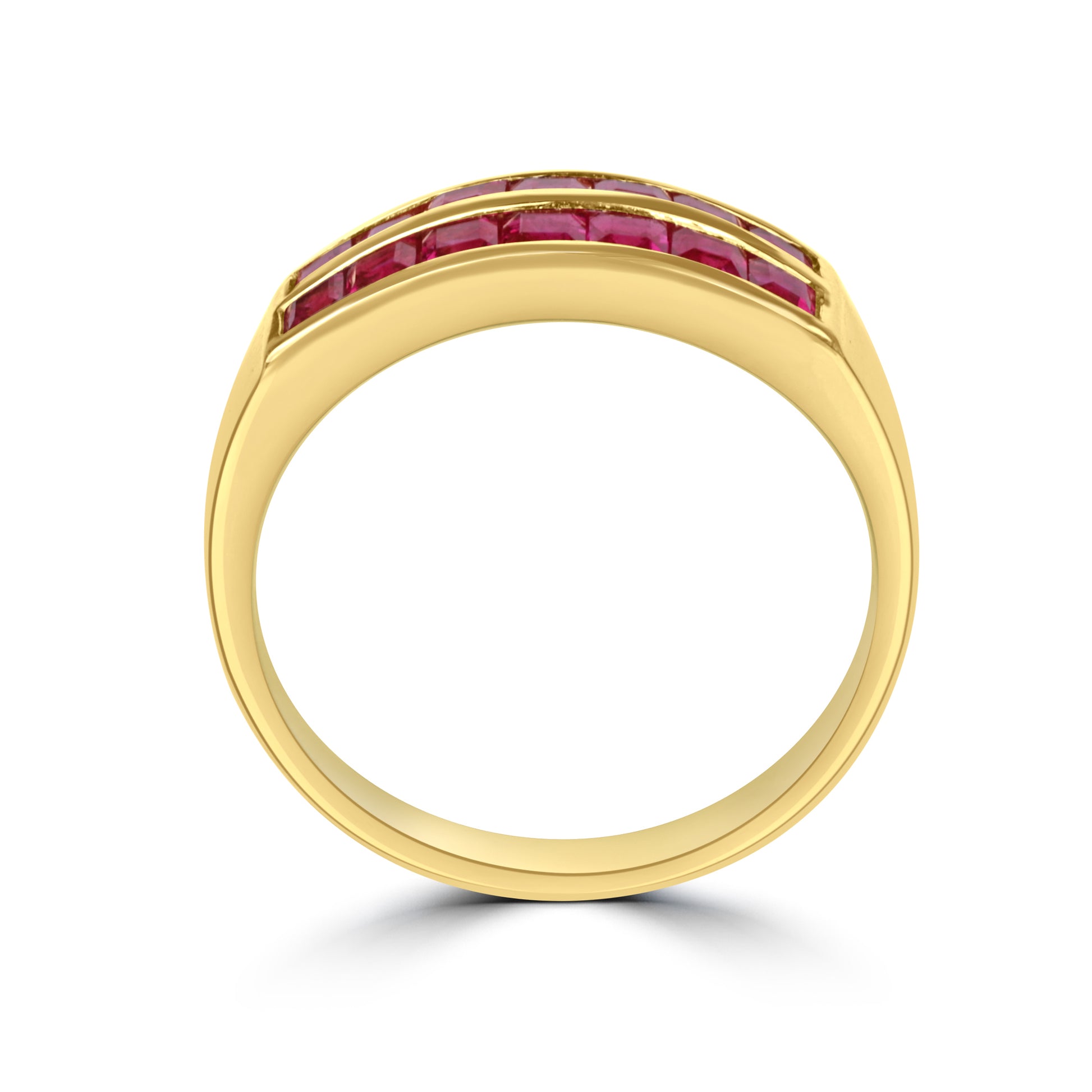 18ct Yellow Gold Step Cut Ruby Eternity Pre-owned Ring