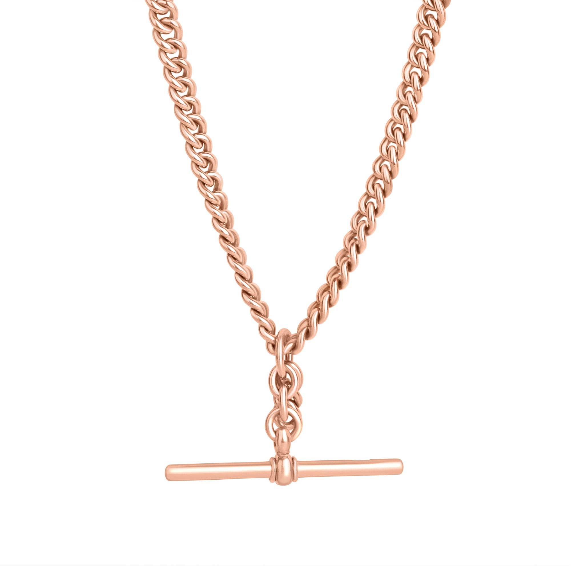 18ct French Rose Gold 15" Curb Chain With Tbar