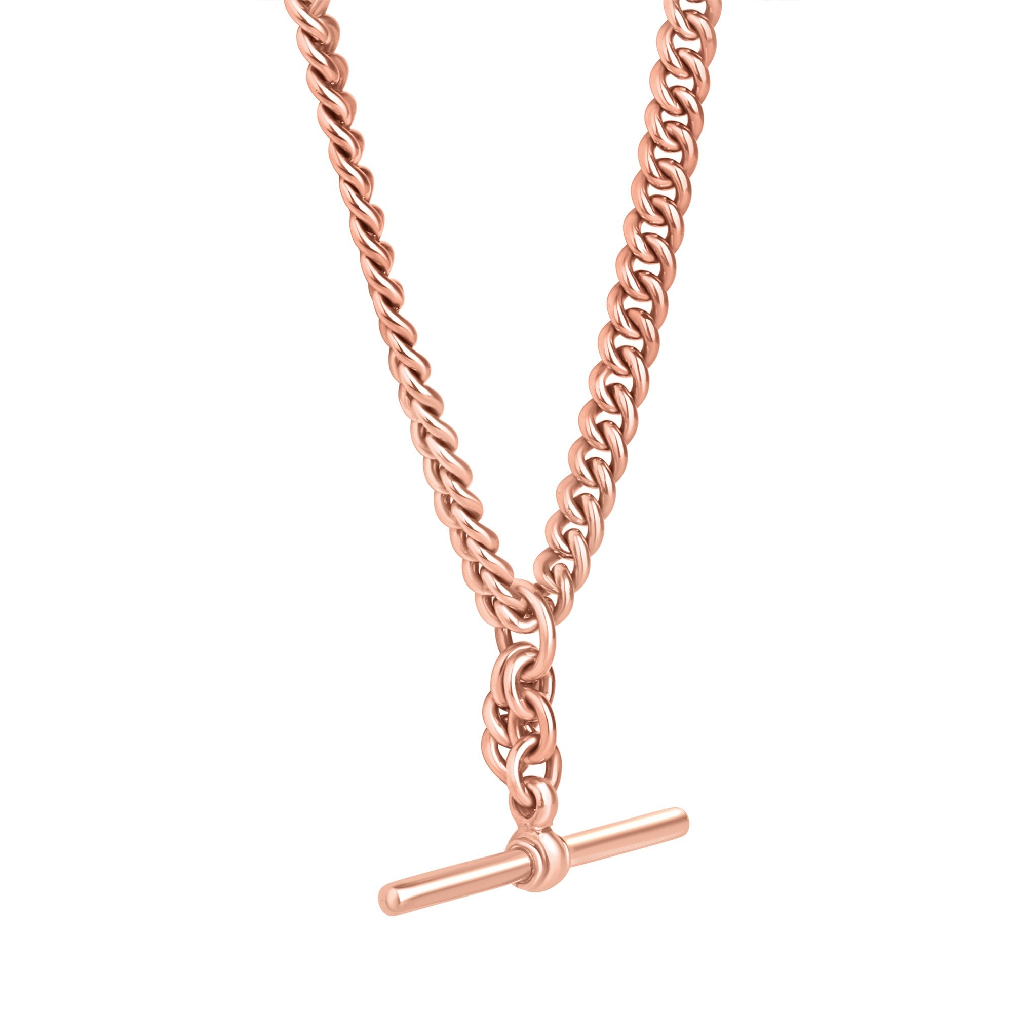 18ct French Rose Gold 15" Curb Chain With Tbar