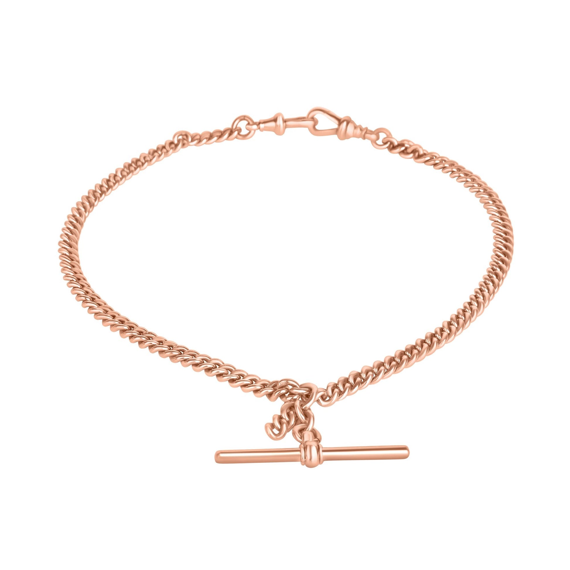 18ct French Rose Gold 15" Curb Chain With Tbar