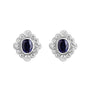 18ct White Gold Oval Sapphire and Diamond Stud Earrings