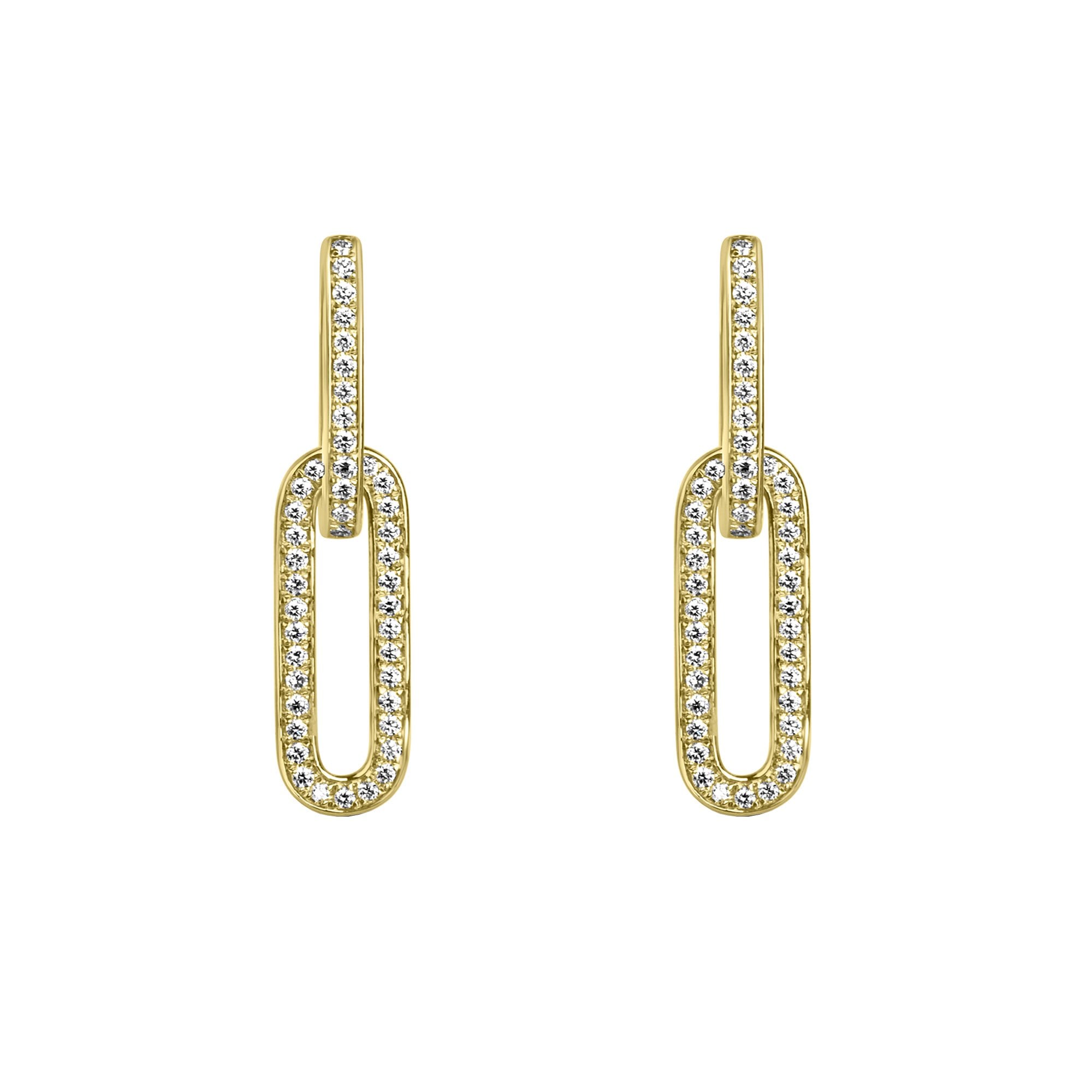 18ct Yellow Gold and RBC Set Diamond Interlocking Drop Earrings