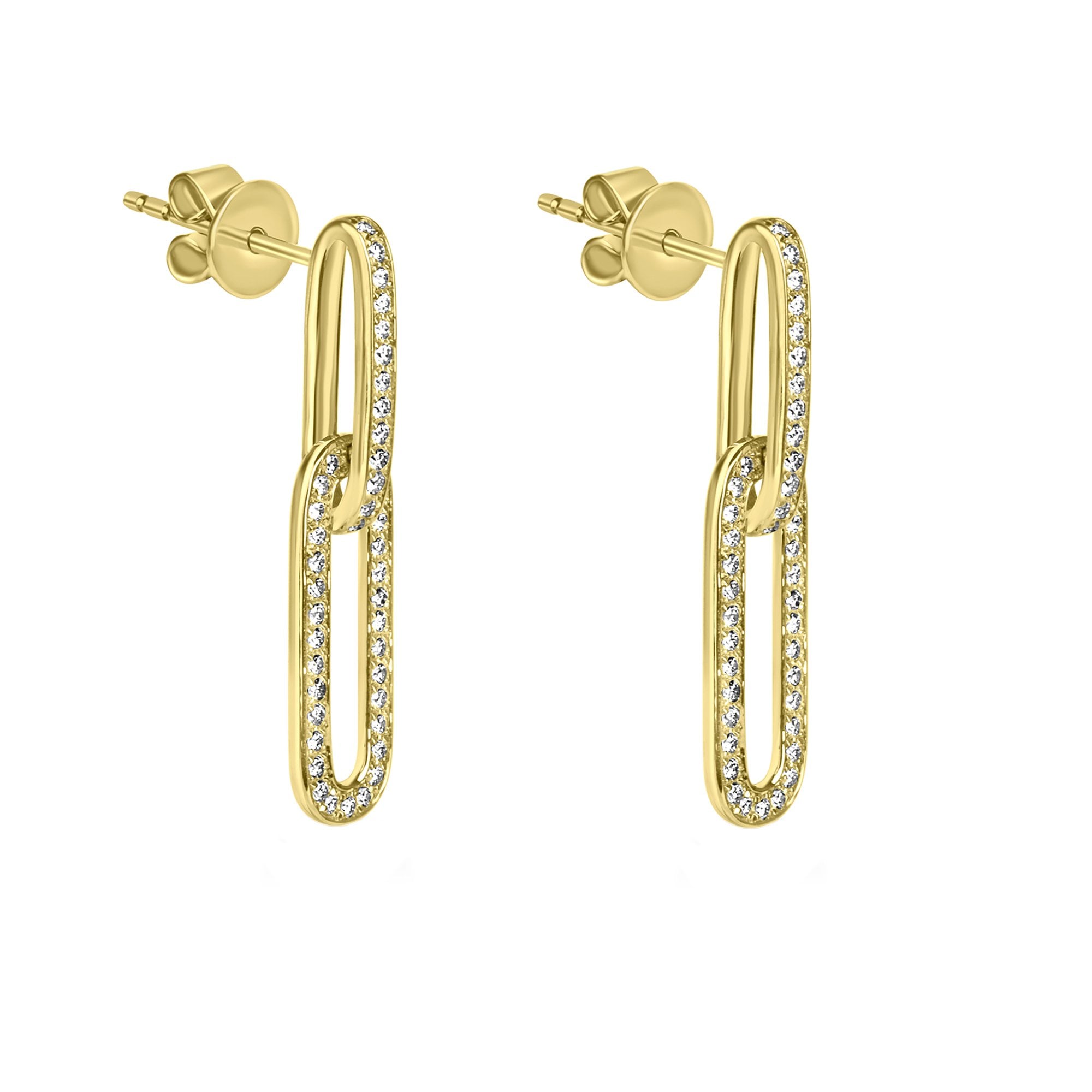18ct Yellow Gold and RBC Set Diamond Interlocking Drop Earrings