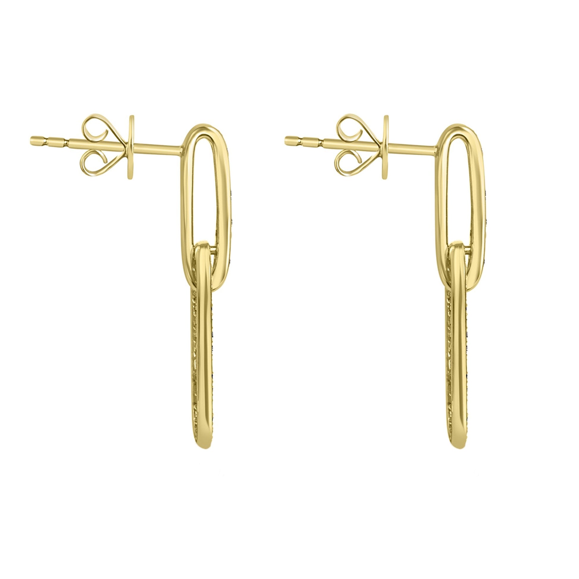 18ct Yellow Gold and RBC Set Diamond Interlocking Drop Earrings