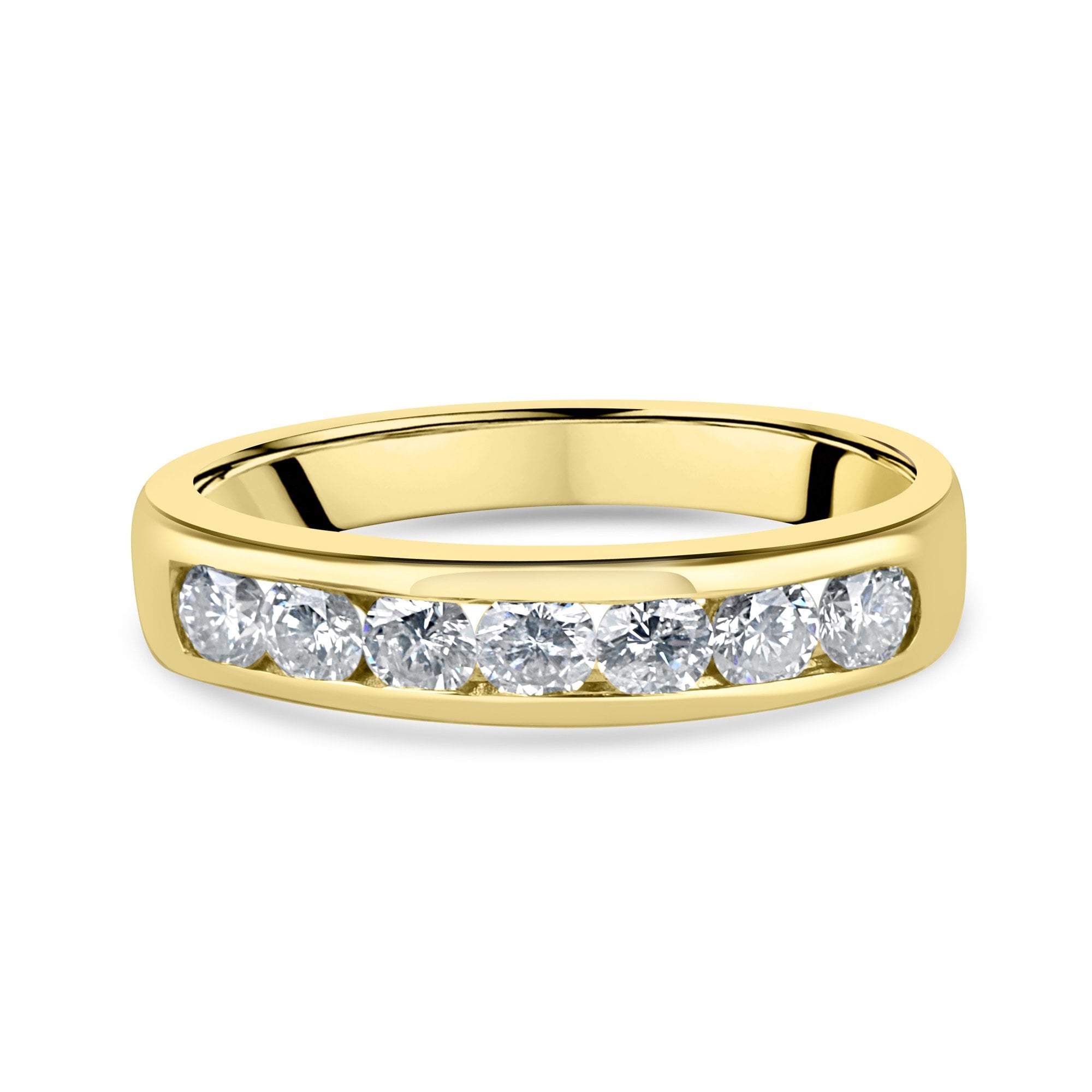 18ct Yellow Gold Circa 0.75ct Seven Stone Round Diamond Band Ring