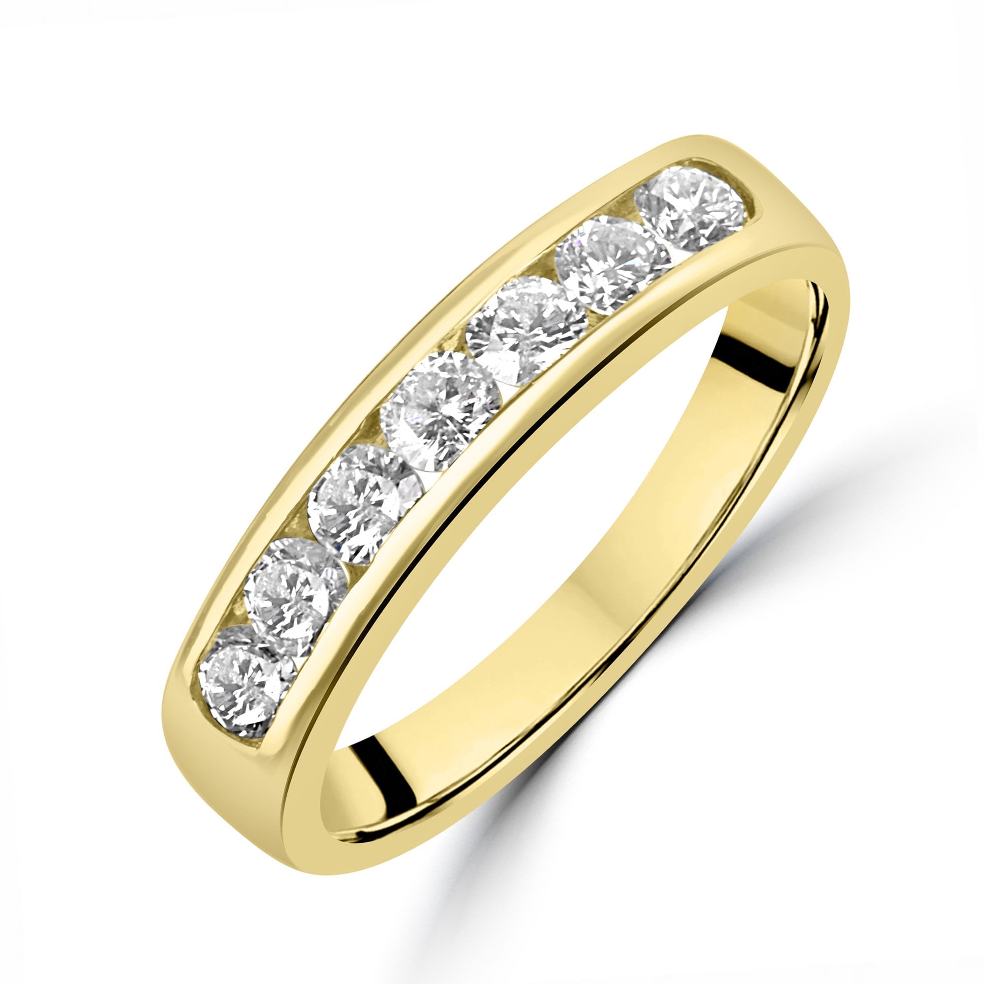 18ct Yellow Gold Circa 0.75ct Seven Stone Round Diamond Band Ring
