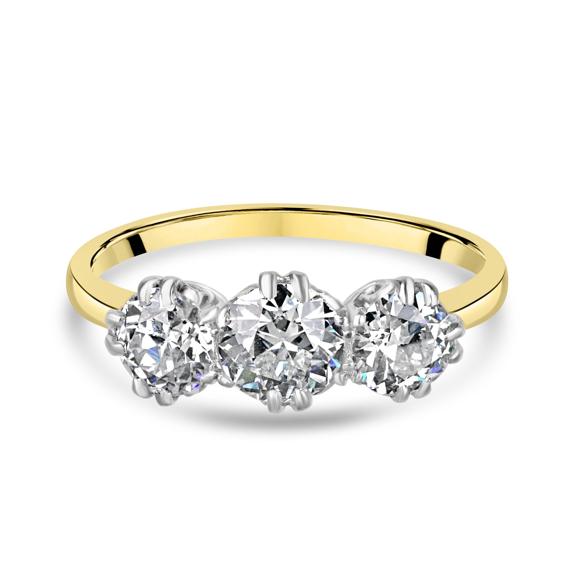 18ct Yellow Gold Circa 1.75ct Total Three Stone Diamond Pre-owned Ring