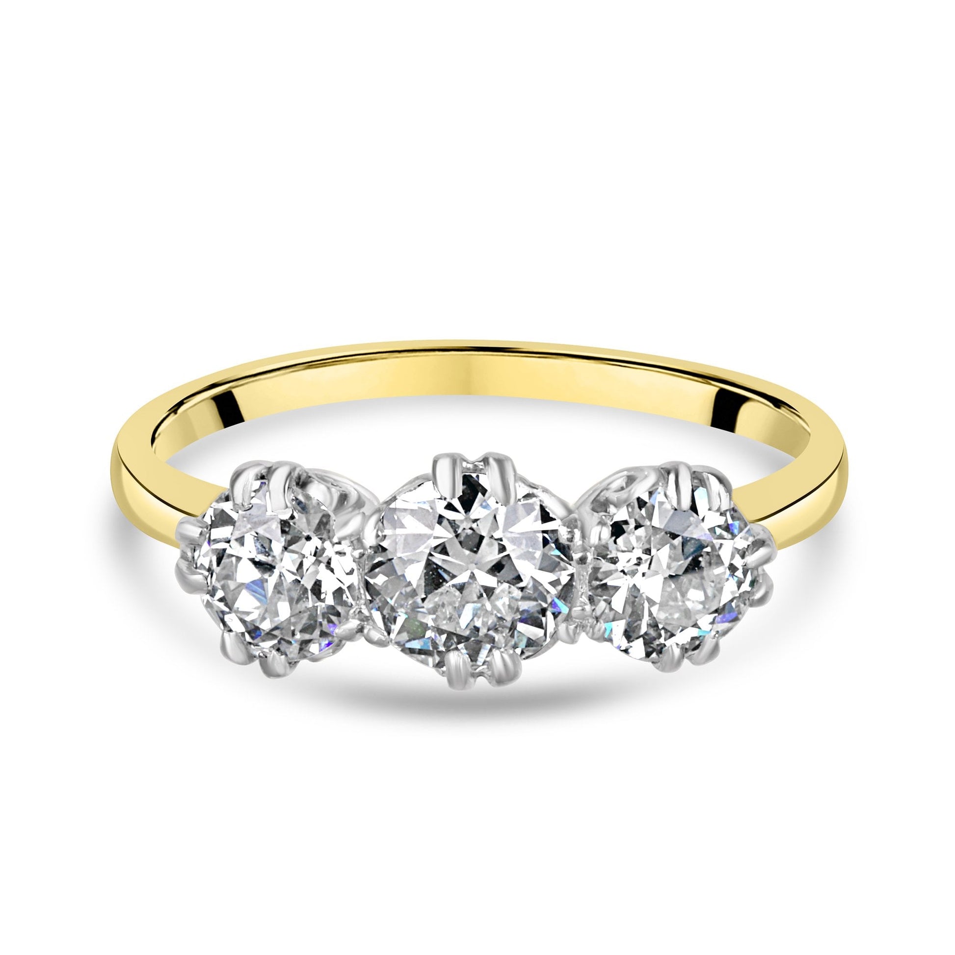18ct Yellow Gold Circa 1.75ct Total Three Stone Diamond Pre-owned Ring