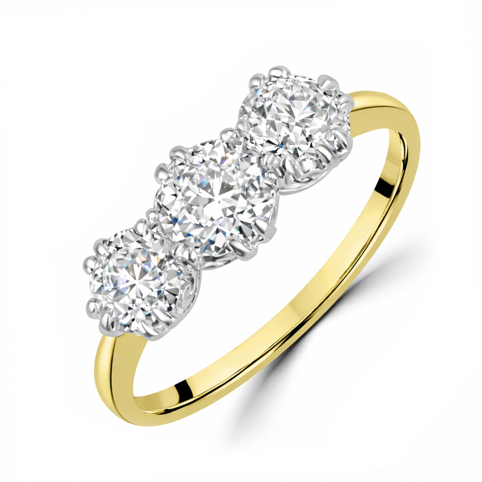 18ct Yellow Gold Circa 1.75ct Total Three Stone Diamond Pre-owned Ring