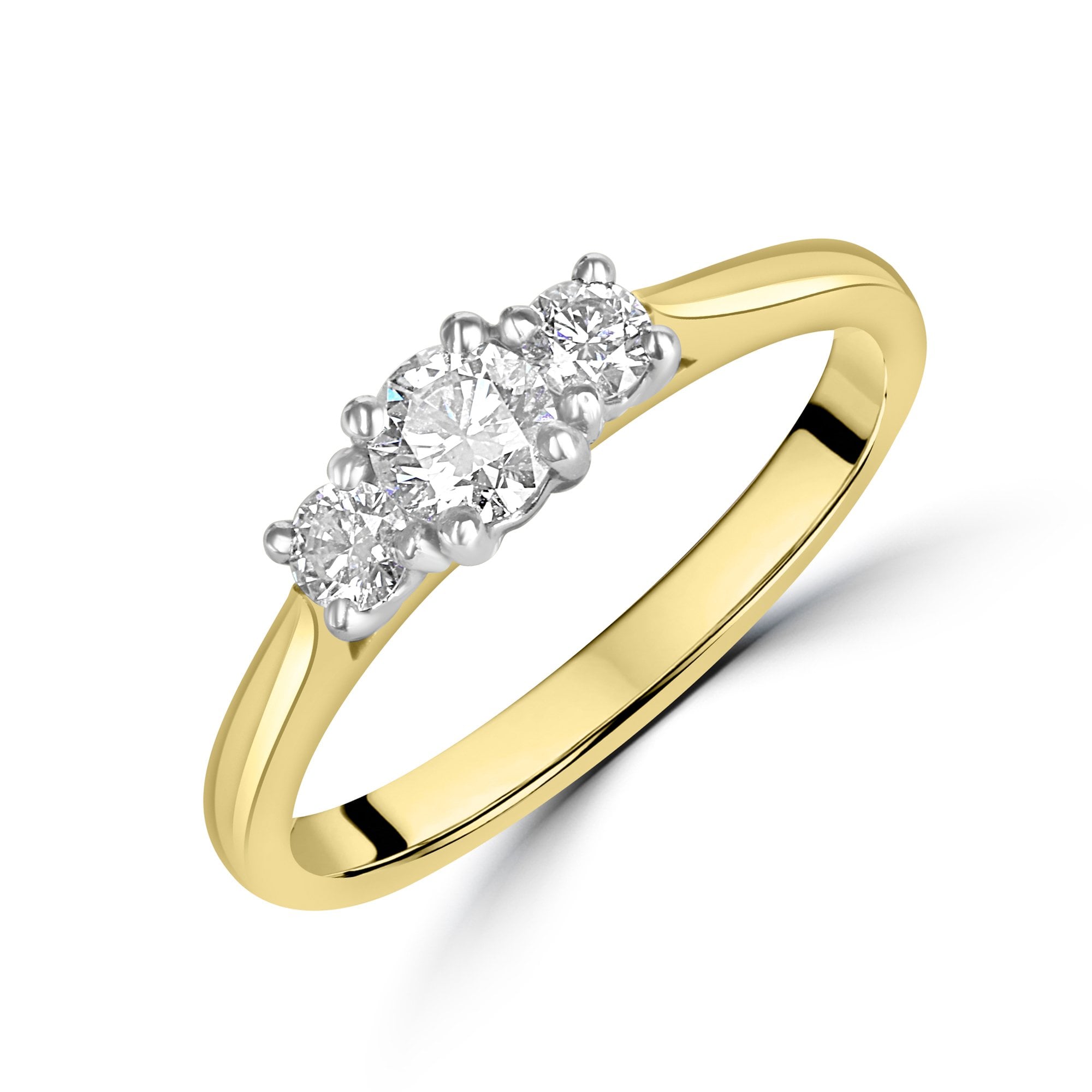 18ct Yellow Gold GIA Certified Three Stone Diamond Ring 0.50ct