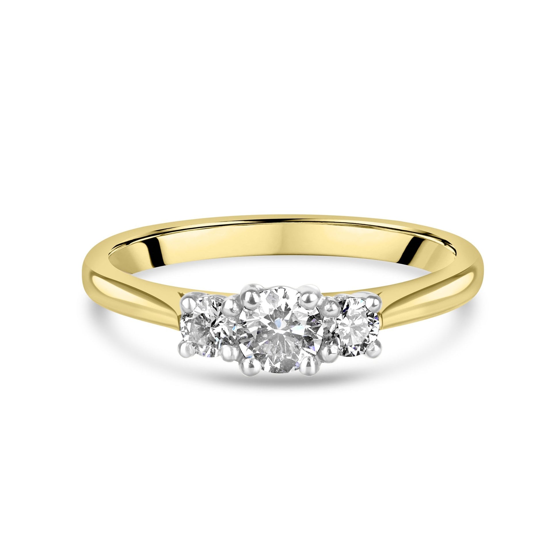 18ct Yellow Gold GIA Certified Three Stone Diamond Ring 0.50ct