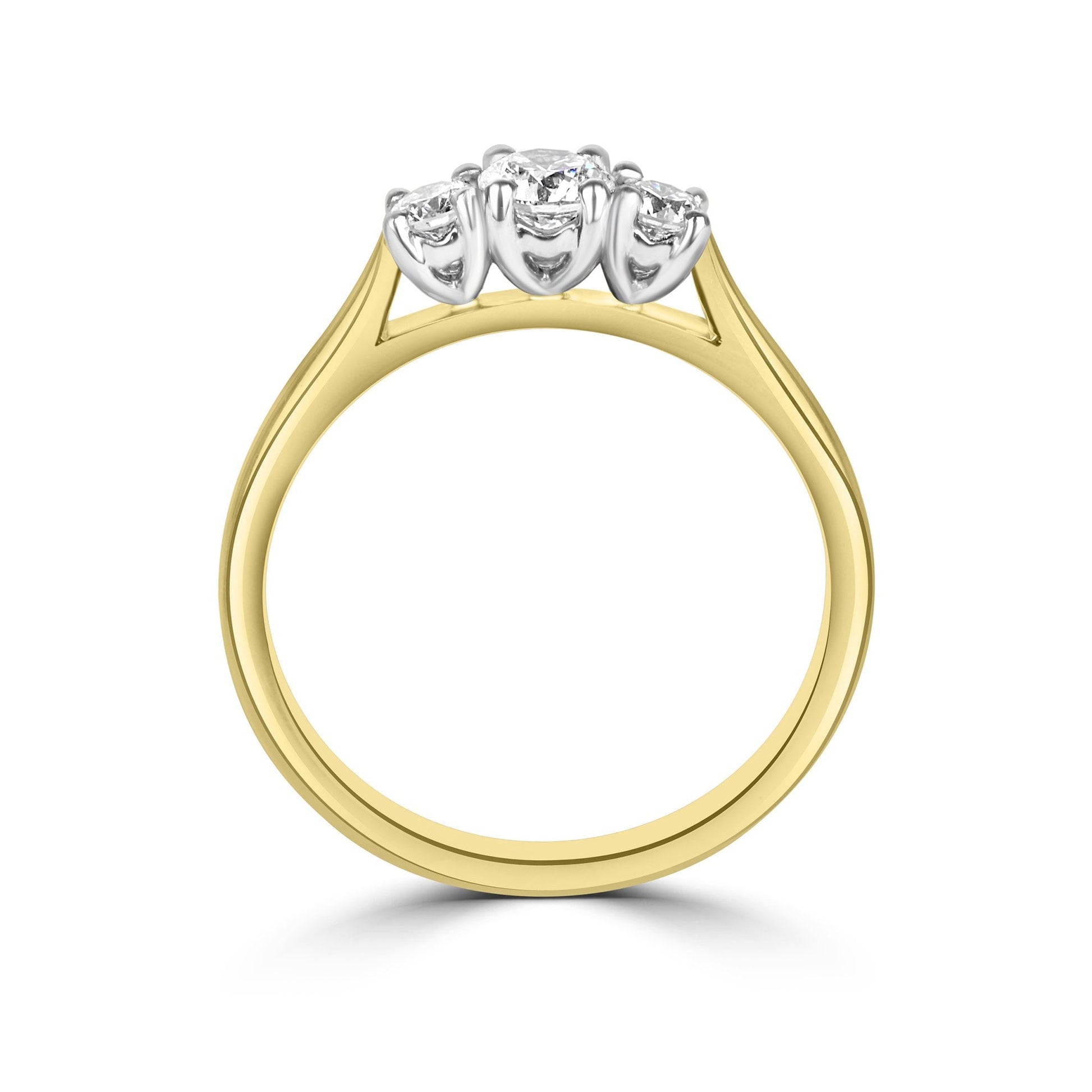 18ct Yellow Gold GIA Certified Three Stone Diamond Ring 0.50ct