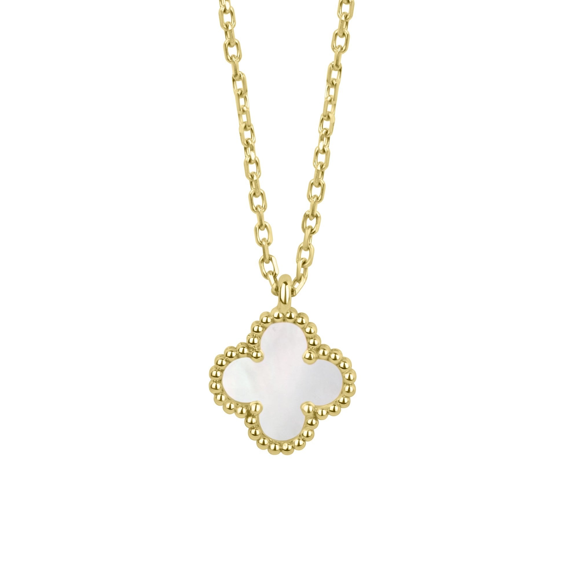 18ct Yellow Gold Mother Of Pearl Clover Pendant