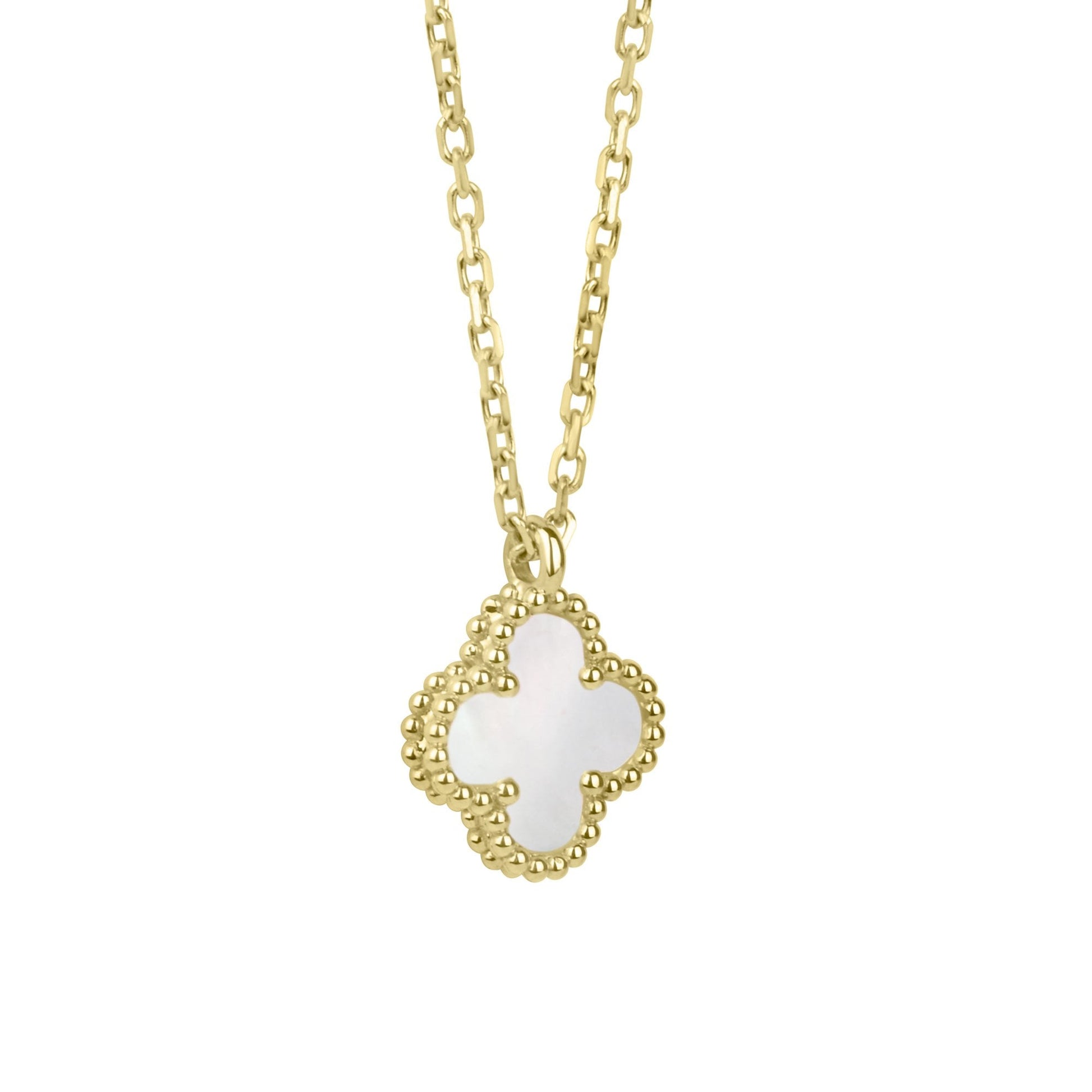 18ct Yellow Gold Mother Of Pearl Clover Pendant
