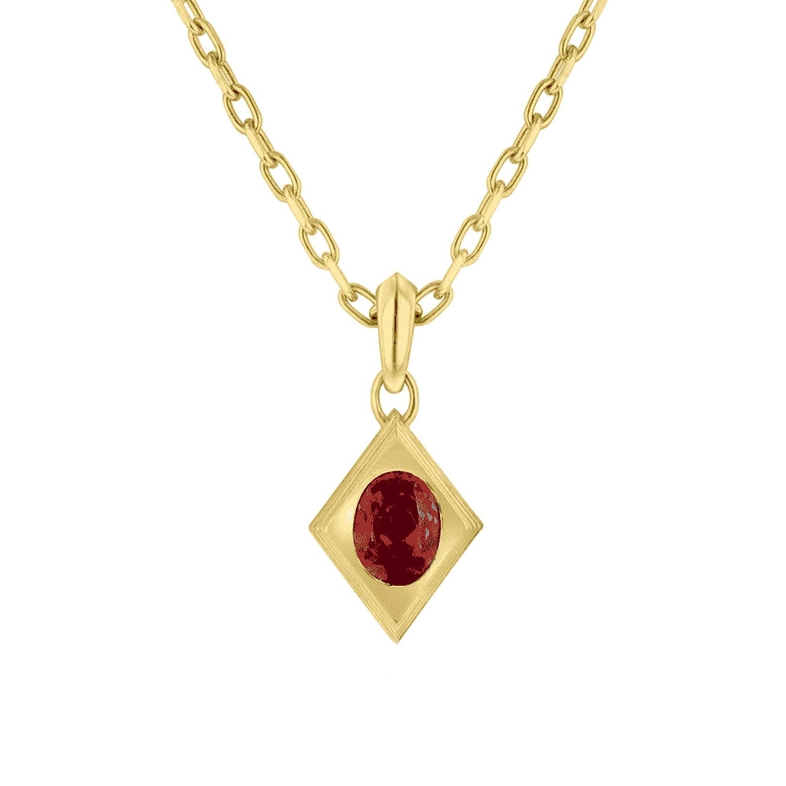 18ct Yellow Gold Oval Shaped Flush Set Red Spinel Pendant