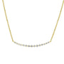 18ct Gold Curved Bar Diamond Necklace on 16" Fine Trace Chain