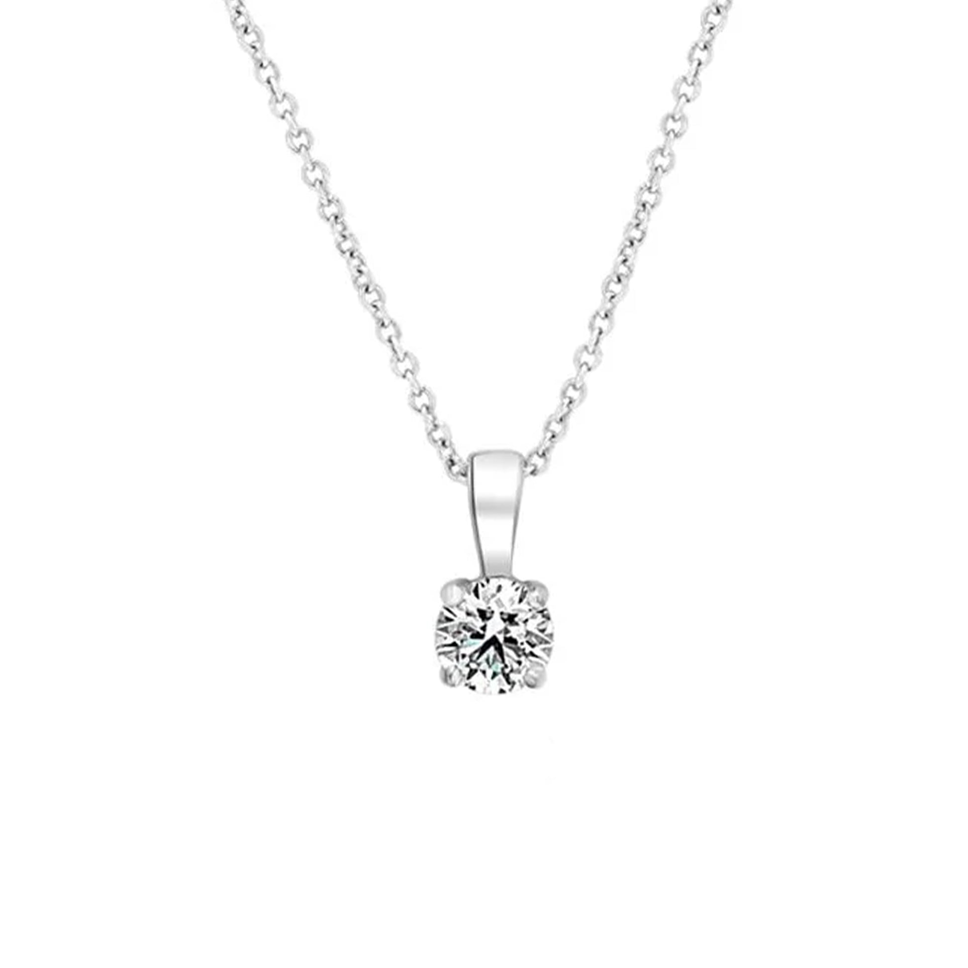 18ct White Gold Round Brilliant Cut Diamond Pendant Necklace