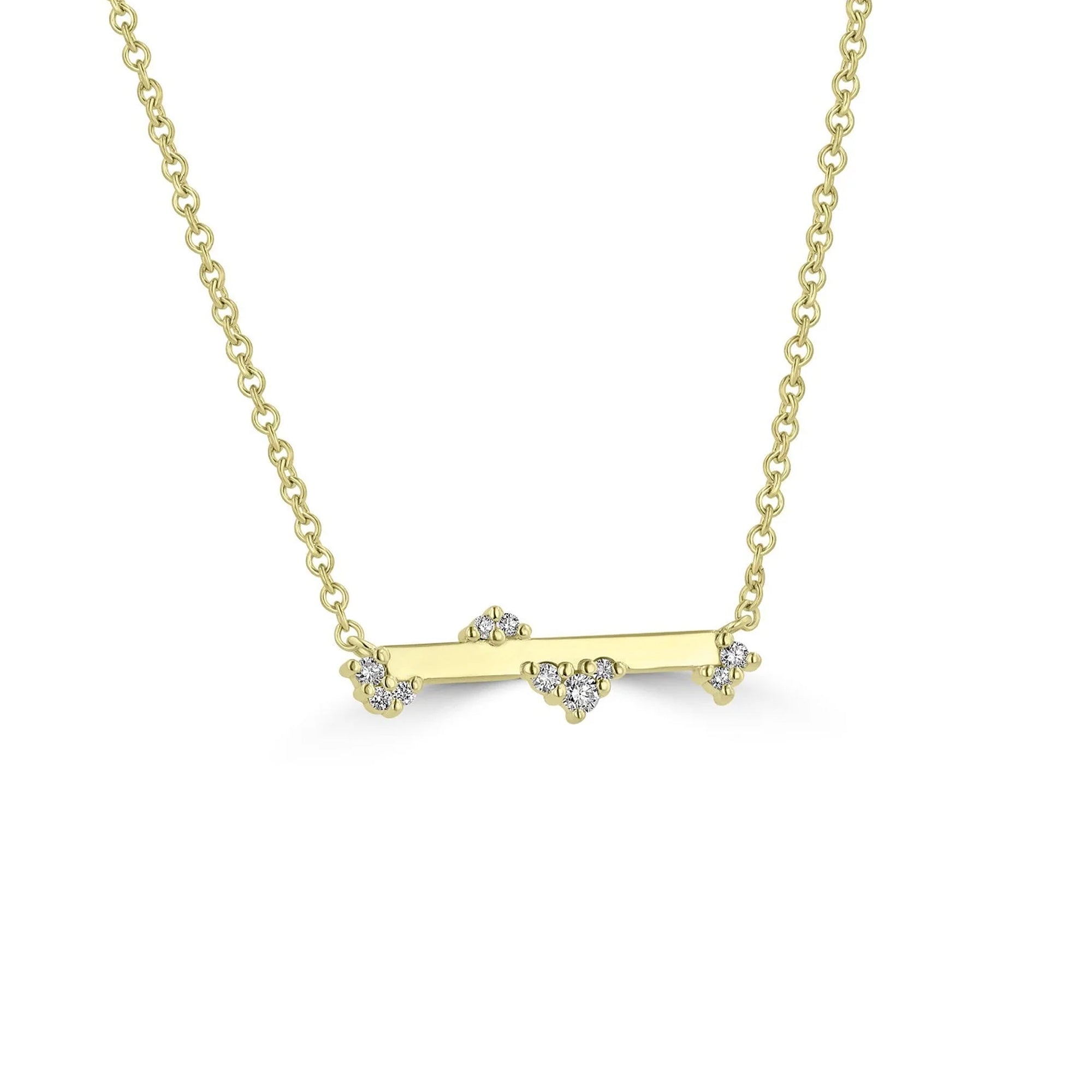 18ct Yellow Gold 0.21ct Round Diamond Scattered Bar Necklace