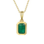 18ct Yellow Gold 0.53ct Emerald-Cut Emerald Rubover Necklace