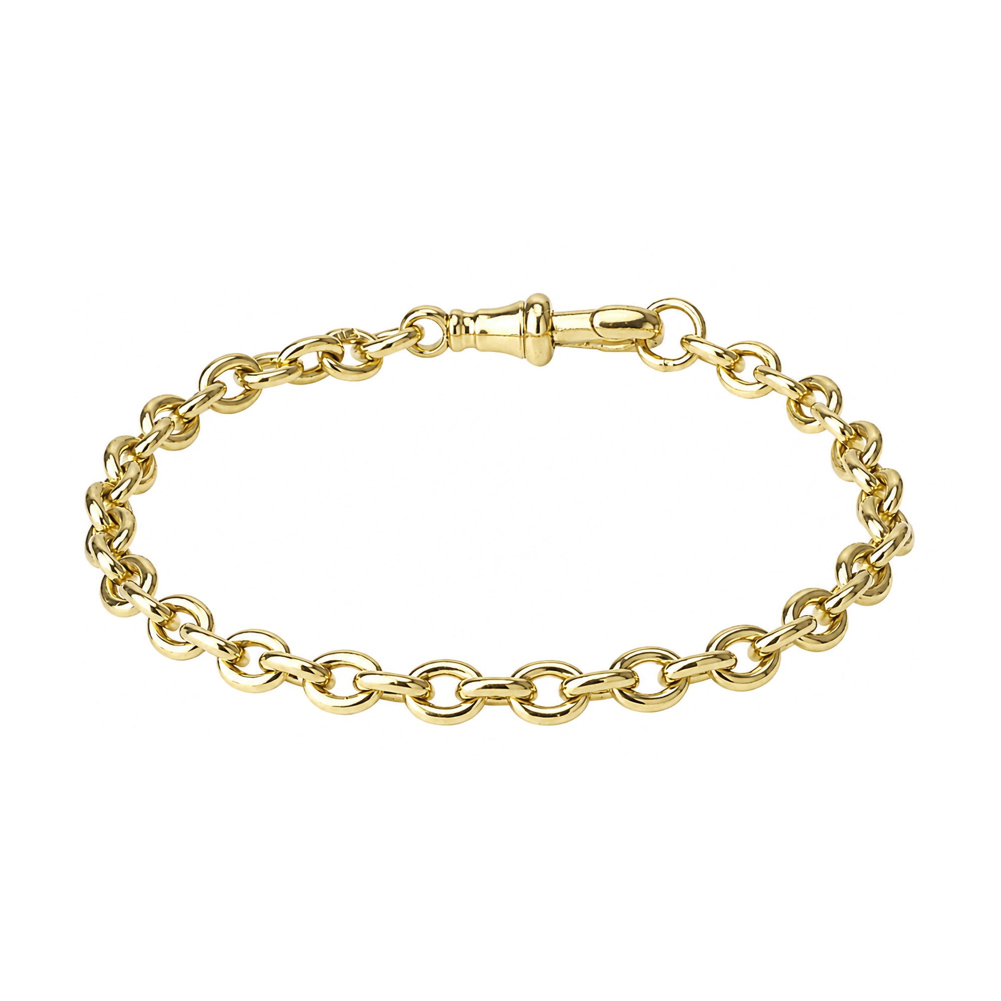 18ct Yellow Gold Oval Link Bracelet With Albert Clasp Pre-Owned