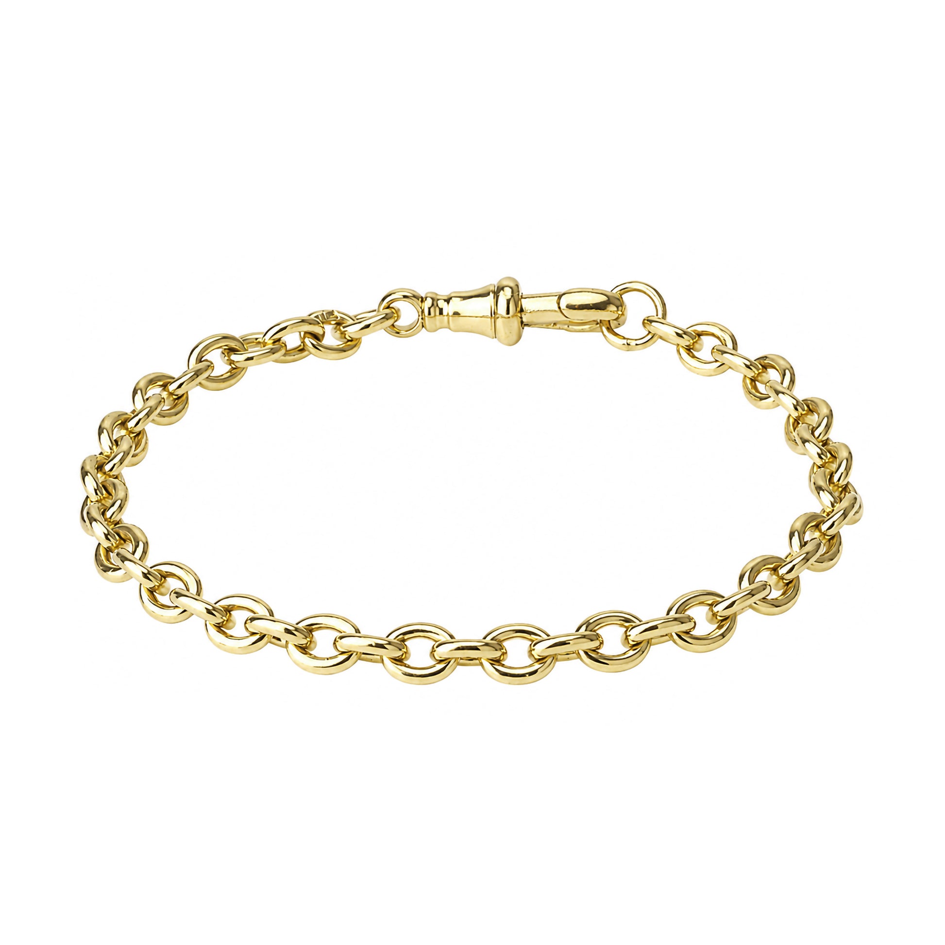 18ct Yellow Gold Oval Link Bracelet With Albert Clasp Pre-Owned