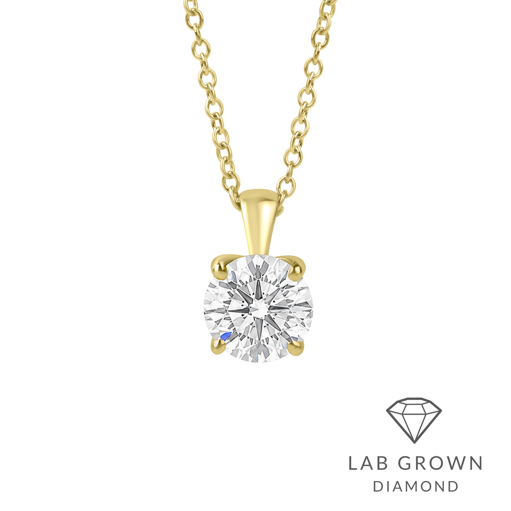 18ct Yellow Gold Round Lab Grown Diamond 'Tulip' Necklace