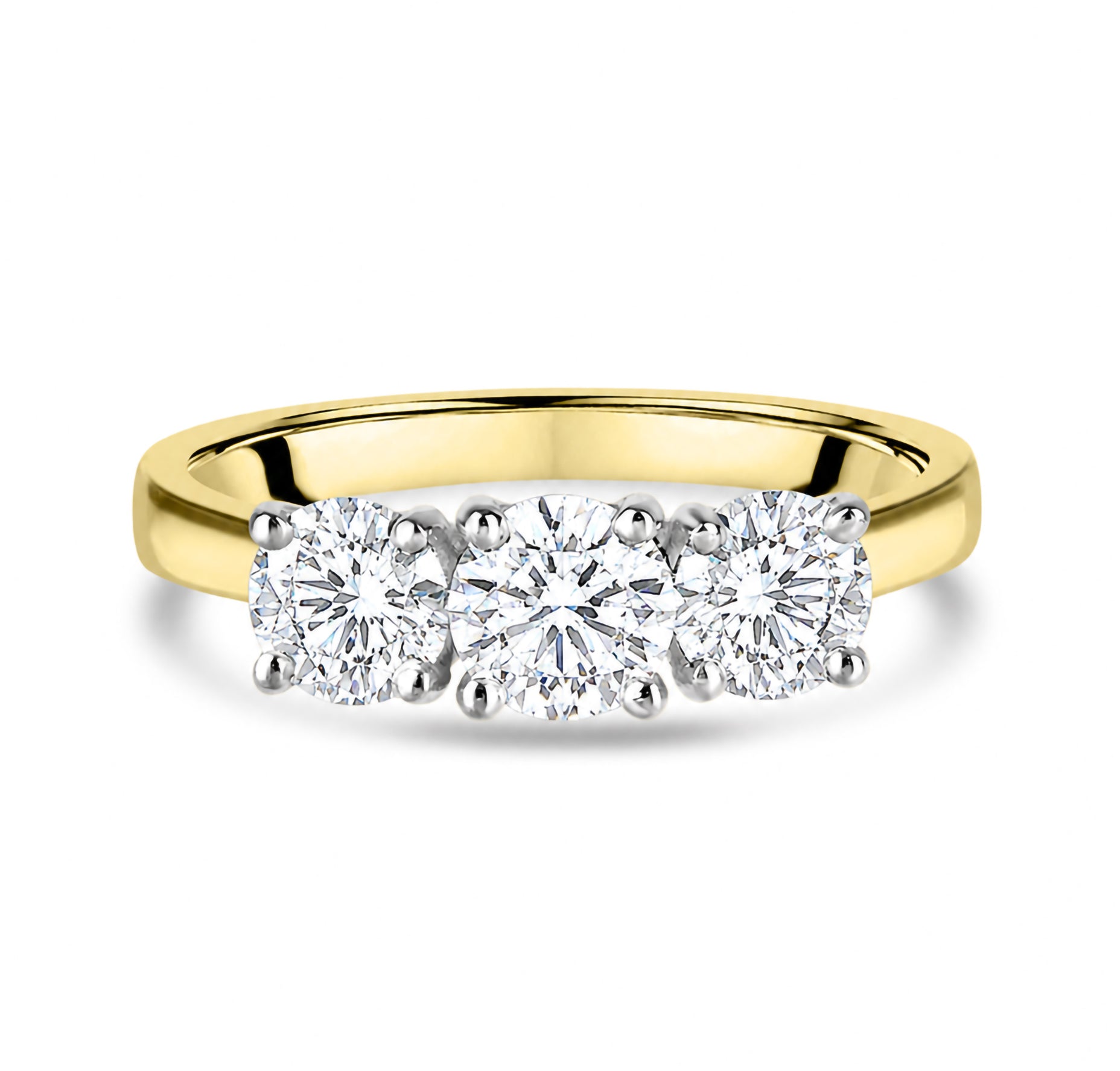 18ct Yellow Gold & Platinum 3 Stone RBC Engagement Ring